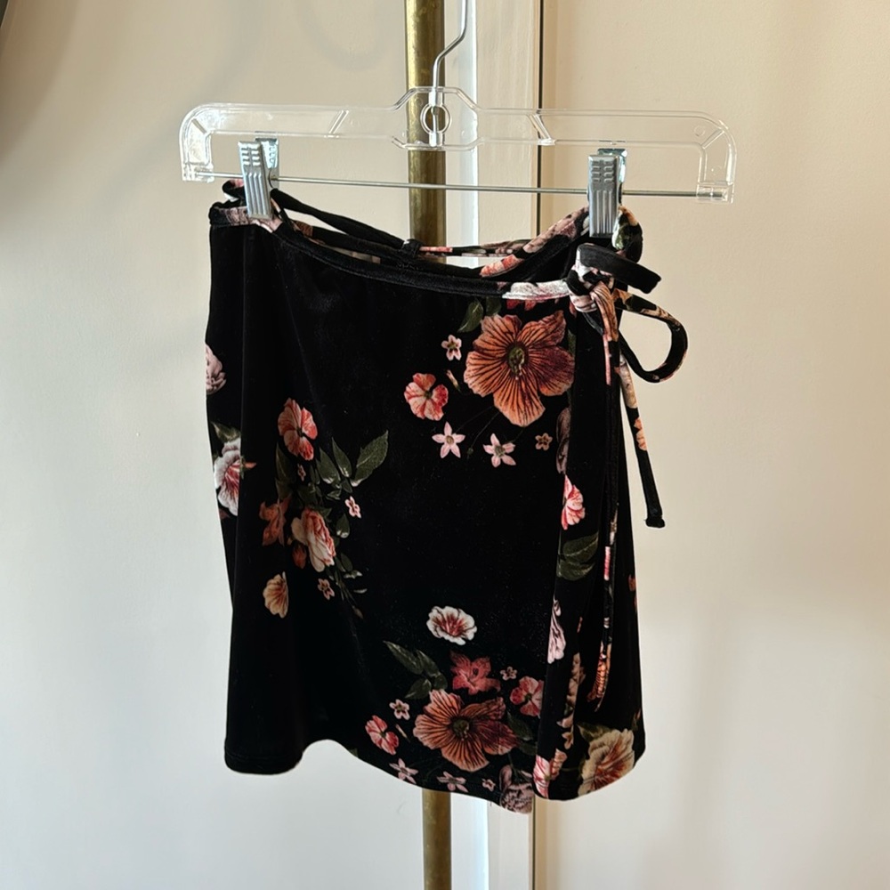 Topshop velvet mini wrap skirt